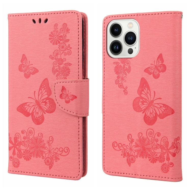 Butterfly Embossed Horizontal Flip Leather Phone Case, For iPhone 14 Pro Max