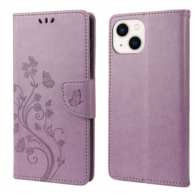Butterfly Flower Pattern Flip Leather Phone Case