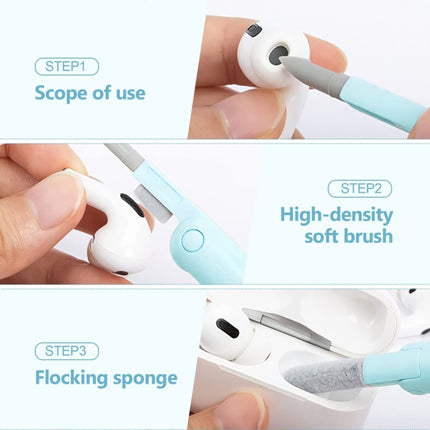Q6E 7 in 1 Bluetooth Headphone Computer Keyboard Cleaning Tools Set, Q6E Blue, Q6E Pink