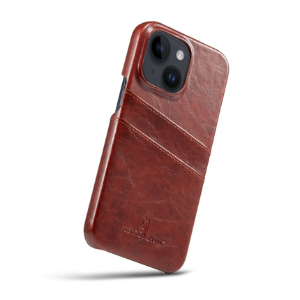 Fierre Shann Retro Oil Wax Texture PU Leather Case with Card Slots, For iPhone 14, For iPhone 14 Plus, For iPhone 14 Pro, For iPhone 14 Pro Max