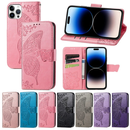 Butterfly Embossing Leather Case, For iPhone 14 Pro Max, For iPhone 14 Pro, For iPhone 14