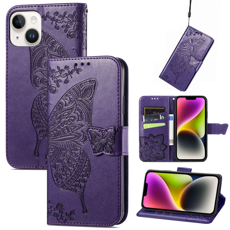 Butterfly Embossing Leather Case, For iPhone 14 Plus