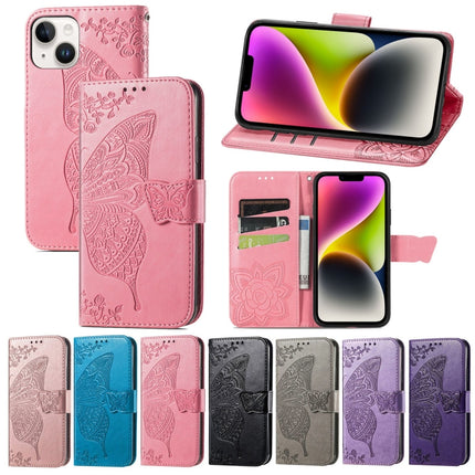 Butterfly Embossing Leather Case, For iPhone 14 Plus