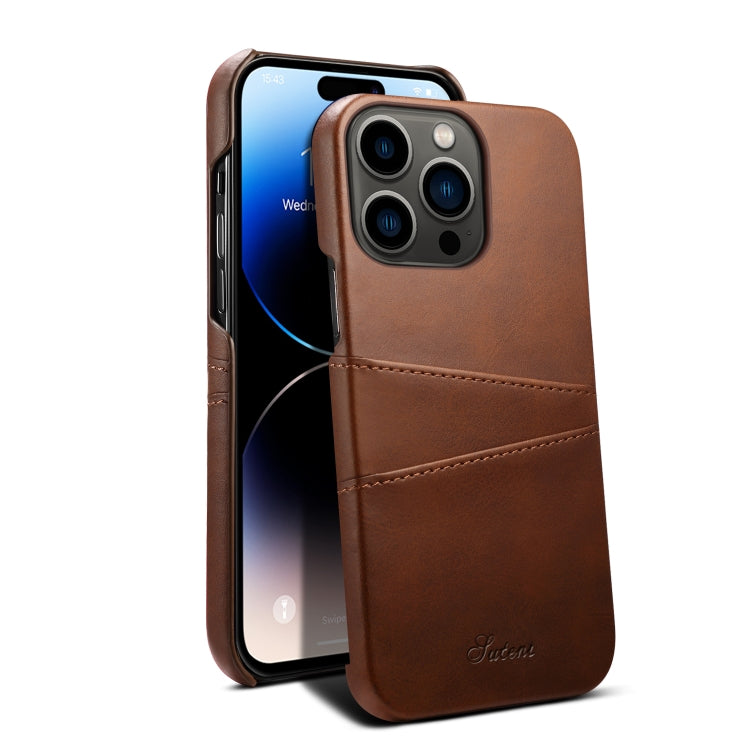 Suteni Calf Texture Card Slots Phone Case, For iPhone 14 Pro, For iPhone 14 Pro Max