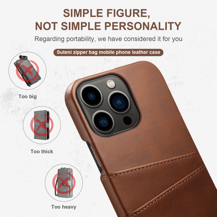 Suteni Calf Texture Card Slots Phone Case, For iPhone 14 Pro, For iPhone 14 Pro Max