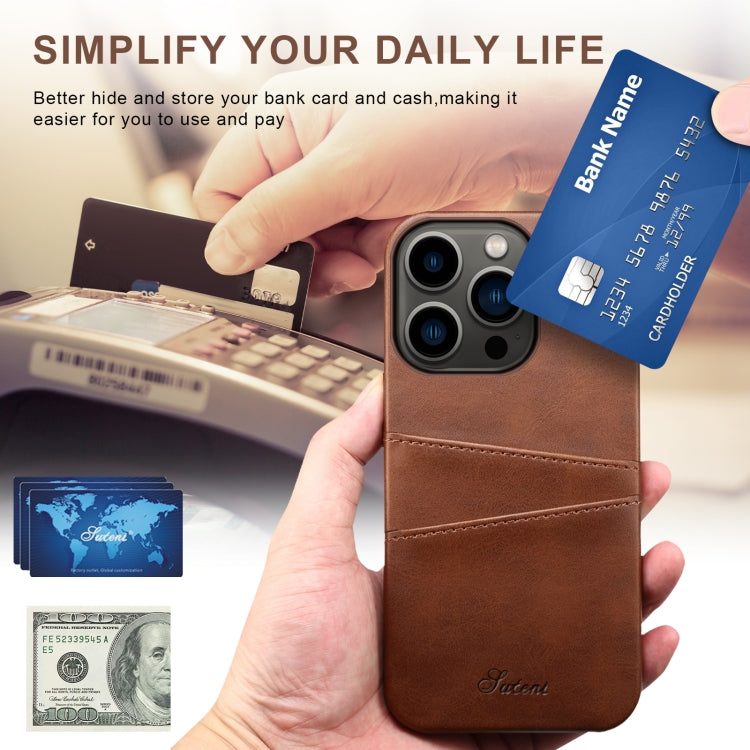 Suteni Calf Texture Card Slots Phone Case, For iPhone 14 Pro, For iPhone 14 Pro Max