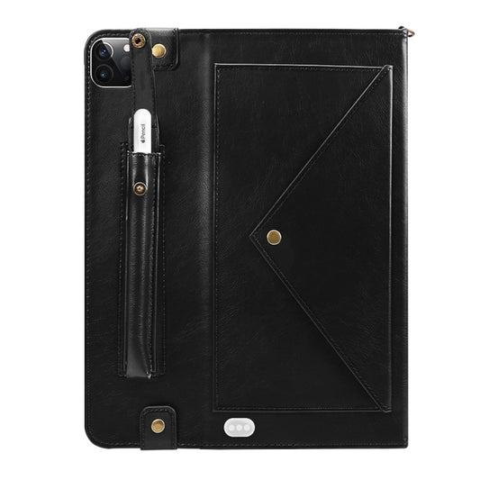 Funda de piel sintética con tapa horizontal tipo sobre, ranuras para tarjetas, ranuras para bolígrafos, soporte, billetera, marco de fotos y correa para el hombro, para iPad Pro 11 2021/2020, para iPad Pro 12.9 2021/2020