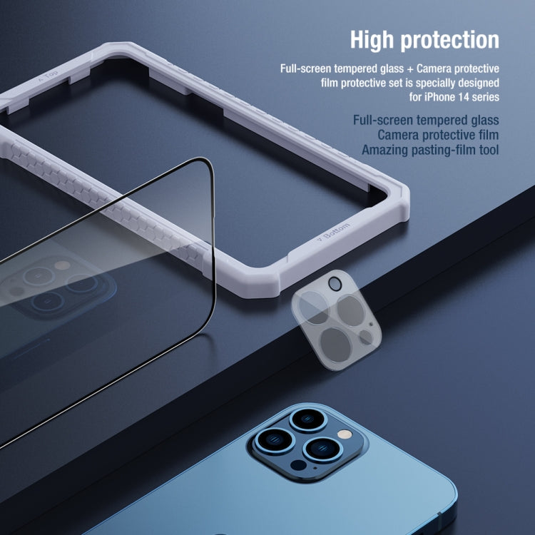 NILLKIN 2 in 1 HD Full Screen Tempered Glass Film + Camera Protector Set, For iPhone 14 Pro, For iPhone 14 Pro Max