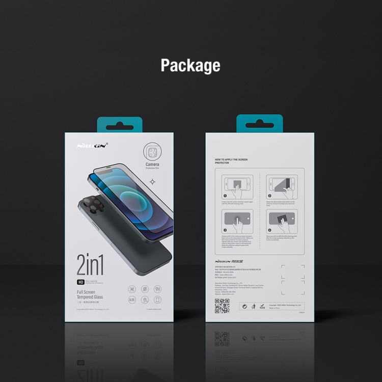 NILLKIN 2 in 1 HD Full Screen Tempered Glass Film + Camera Protector Set, For iPhone 14 Pro, For iPhone 14 Pro Max