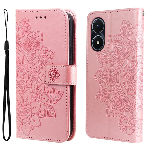 7-petal Flowers Embossing Leather Phone Case, For vivo Y02s, For vivo Y75 4G / S10e, For vivo Y77 5G, For Xiaomi Poco C40