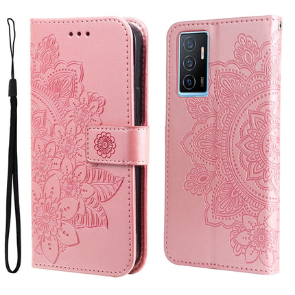 7-petal Flowers Embossing Leather Phone Case, For vivo Y02s, For vivo Y75 4G / S10e, For vivo Y77 5G, For Xiaomi Poco C40