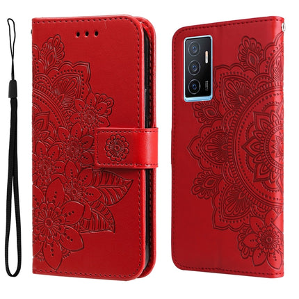 7-petal Flowers Embossing Leather Phone Case, For vivo Y02s, For vivo Y75 4G / S10e, For vivo Y77 5G, For Xiaomi Poco C40
