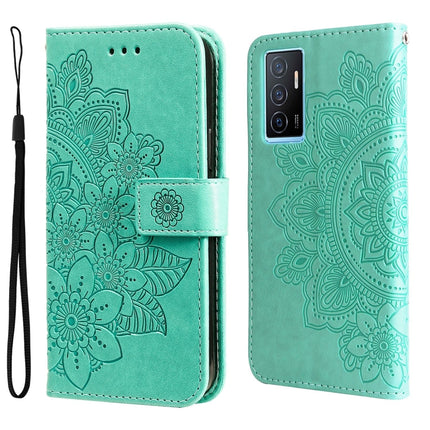 7-petal Flowers Embossing Leather Phone Case, For vivo Y02s, For vivo Y75 4G / S10e, For vivo Y77 5G, For Xiaomi Poco C40