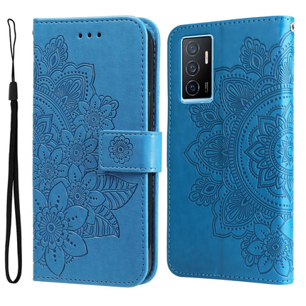 7-petal Flowers Embossing Leather Phone Case, For vivo Y02s, For vivo Y75 4G / S10e, For vivo Y77 5G, For Xiaomi Poco C40