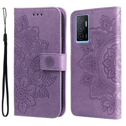7-petal Flowers Embossing Leather Phone Case, For vivo Y02s, For vivo Y75 4G / S10e, For vivo Y77 5G, For Xiaomi Poco C40