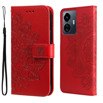 7-petal Flowers Embossing Leather Phone Case, For vivo Y02s, For vivo Y75 4G / S10e, For vivo Y77 5G, For Xiaomi Poco C40