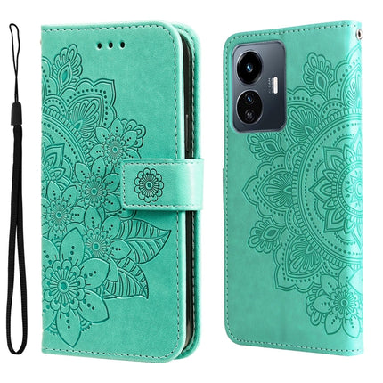 7-petal Flowers Embossing Leather Phone Case, For vivo Y02s, For vivo Y75 4G / S10e, For vivo Y77 5G, For Xiaomi Poco C40