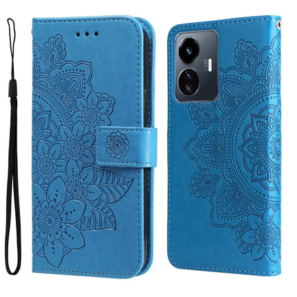 7-petal Flowers Embossing Leather Phone Case, For vivo Y02s, For vivo Y75 4G / S10e, For vivo Y77 5G, For Xiaomi Poco C40