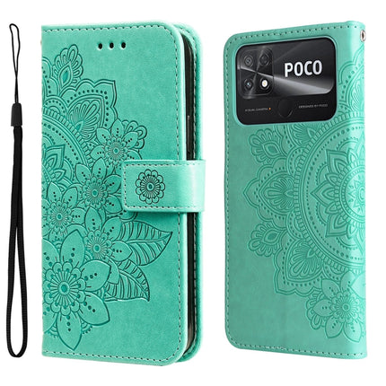 7-petal Flowers Embossing Leather Phone Case, For vivo Y02s, For vivo Y75 4G / S10e, For vivo Y77 5G, For Xiaomi Poco C40