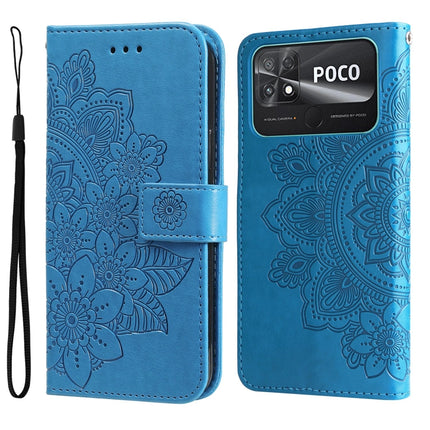 7-petal Flowers Embossing Leather Phone Case, For vivo Y02s, For vivo Y75 4G / S10e, For vivo Y77 5G, For Xiaomi Poco C40