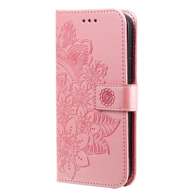 7-petal Flowers Embossing Leather Phone Case, For Xiaomi Poco M4 5G