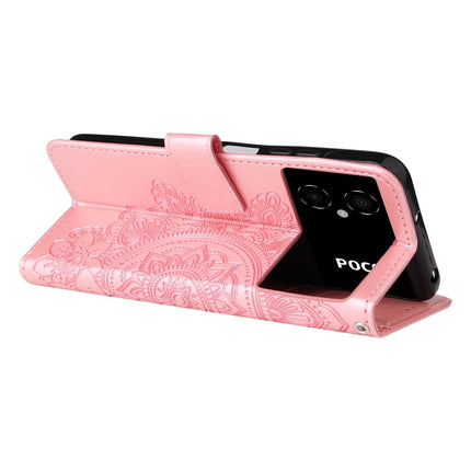 7-petal Flowers Embossing Leather Phone Case, For Xiaomi Poco M4 5G