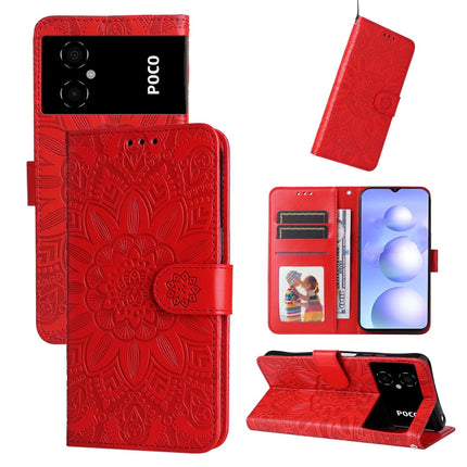 Embossed Sunflower Leather Phone Case, For Xiaomi Poco M4 5G