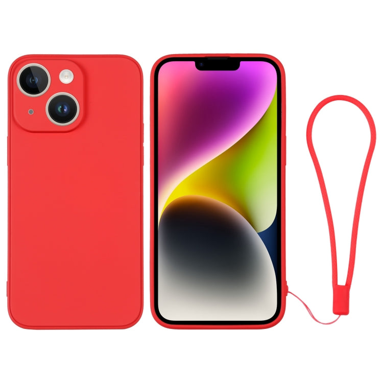Silicone Phone Case with Wrist Strap, For iPhone 14 Plus