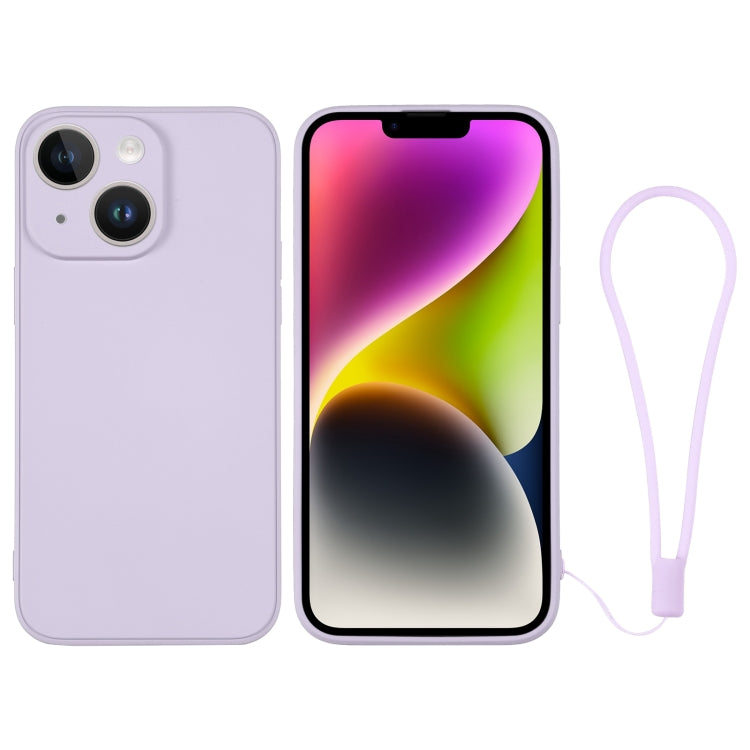 Silicone Phone Case with Wrist Strap, For iPhone 14 Plus