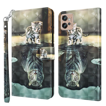 3D Painting Pattern TPU + PU Leather Phone Case, For Motorola Moto G32, For Motorola Moto G42