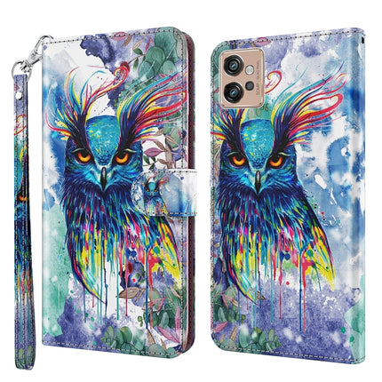 3D Painting Pattern TPU + PU Leather Phone Case, For Motorola Moto G32, For Motorola Moto G42