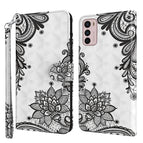 For Motorola Moto G42 / Diagonal Black Flower