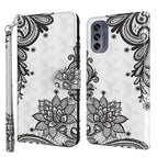 For Motorola Moto G62 / Diagonal Black Flower