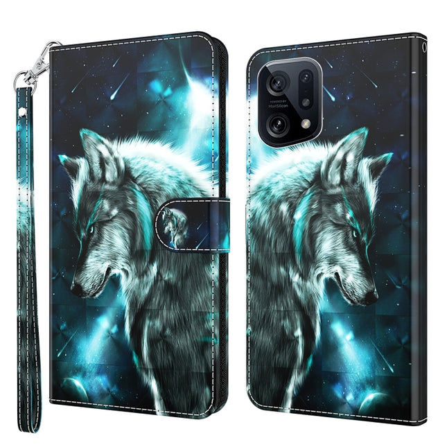 3D Painting Pattern TPU + PU Leather Phone Case, For OPPO Find X5, For OPPO Find X5 Pro