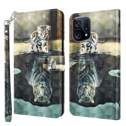 3D Painting Pattern TPU + PU Leather Phone Case, For OPPO Find X5, For OPPO Find X5 Pro
