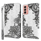 For Samsung Galaxy M13 4G / Diagonal Black Flower