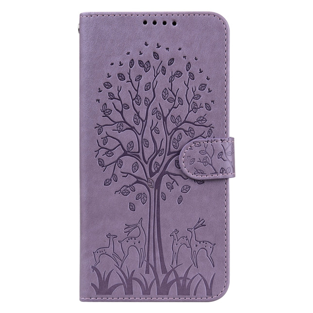 Tree & Deer Pattern Pressed Flip Leather Phone Case, For Xiaomi Redmi 10A, For Sony Xperia 10 IV