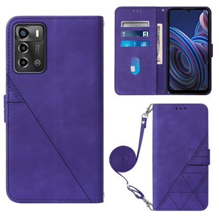 Crossbody 3D Embossed Flip Leather Phone Case, For ZTE Blade A72