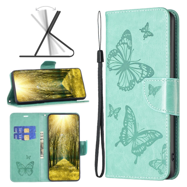 Two Butterflies Embossing Leather Phone Case, For vivo Y35/Y22, For Xiaomi Redmi A1/A1+, For Samsung Galaxy A04 4G, For Samsung Galaxy A23e 5G