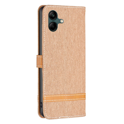 Color Block Denim Texture Leather Phone Case, For Samsung Galaxy A04 4G