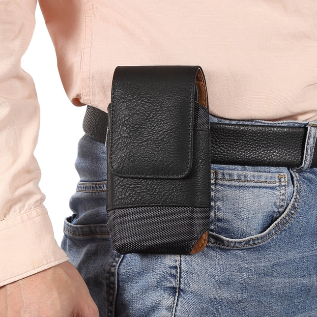 Mobile Phone Cowhide Texture Oxford Cloth Waist Bag, For 5.2 inch, For 6.1 inch, For 6.5 inch, For 6.7-6.9 inch, For 7.0 inch