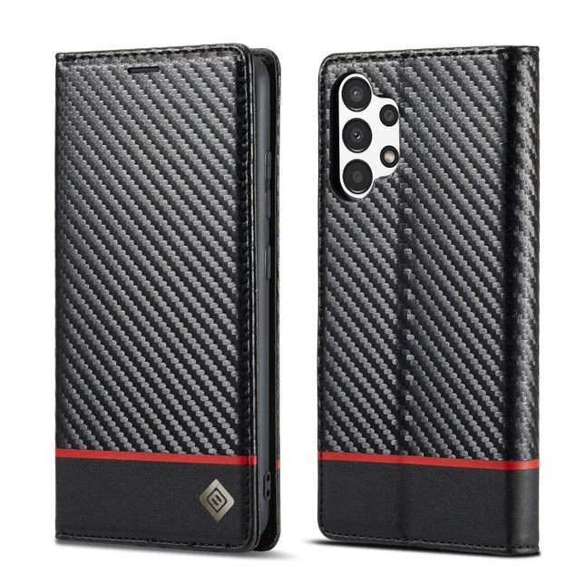 LC.IMEEKE Carbon Fiber Flip Leather Phone Case, For Samsung Galaxy A13 4G/5G/A04/A04s