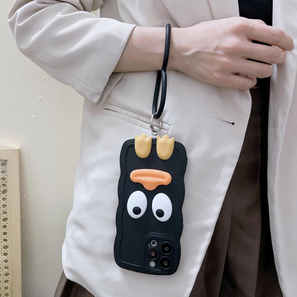 Wave Edge Big Duck Silicone Phone Case with Wristband, For iPhone 12, For iPhone 12 Pro, For iPhone 12 Pro Max, For iPhone 11