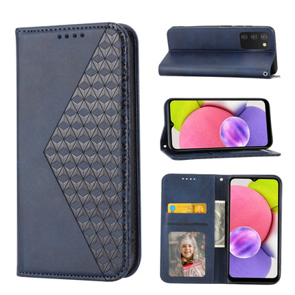 Cubic Grid Calf Texture Magnetic Closure Leather Phone Case, For Samsung Galaxy A22 5G JP Version, For Samsung Galaxy A03s 166mm, For Samsung Galaxy A03s 165.8mm, For Samsung Galaxy A13 4G / 5G