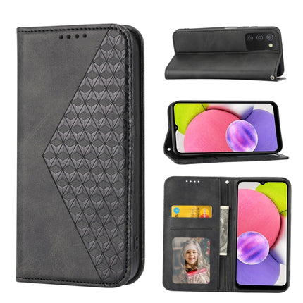 Cubic Grid Calf Texture Magnetic Closure Leather Phone Case, For Samsung Galaxy A22 5G JP Version, For Samsung Galaxy A03s 166mm, For Samsung Galaxy A03s 165.8mm, For Samsung Galaxy A13 4G / 5G