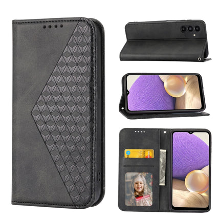 Cubic Grid Calf Texture Magnetic Closure Leather Phone Case, For Samsung Galaxy A22 5G JP Version, For Samsung Galaxy A03s 166mm, For Samsung Galaxy A03s 165.8mm, For Samsung Galaxy A13 4G / 5G