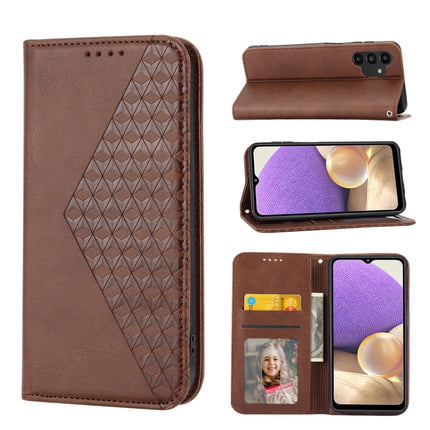 Cubic Grid Calf Texture Magnetic Closure Leather Phone Case, For Samsung Galaxy A22 5G JP Version, For Samsung Galaxy A03s 166mm, For Samsung Galaxy A03s 165.8mm, For Samsung Galaxy A13 4G / 5G