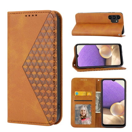 Cubic Grid Calf Texture Magnetic Closure Leather Phone Case, For Samsung Galaxy A22 5G JP Version, For Samsung Galaxy A03s 166mm, For Samsung Galaxy A03s 165.8mm, For Samsung Galaxy A13 4G / 5G