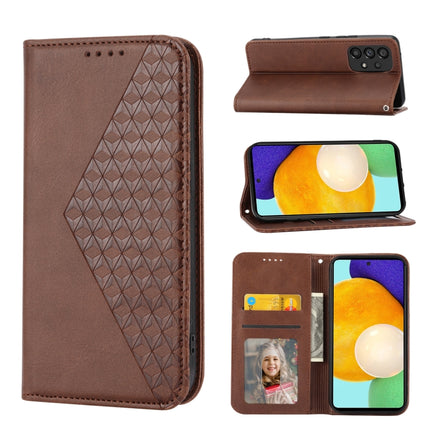 Cubic Grid Calf Texture Magnetic Closure Leather Phone Case, For Samsung Galaxy A53 5G, For Samsung Galaxy A73 5G