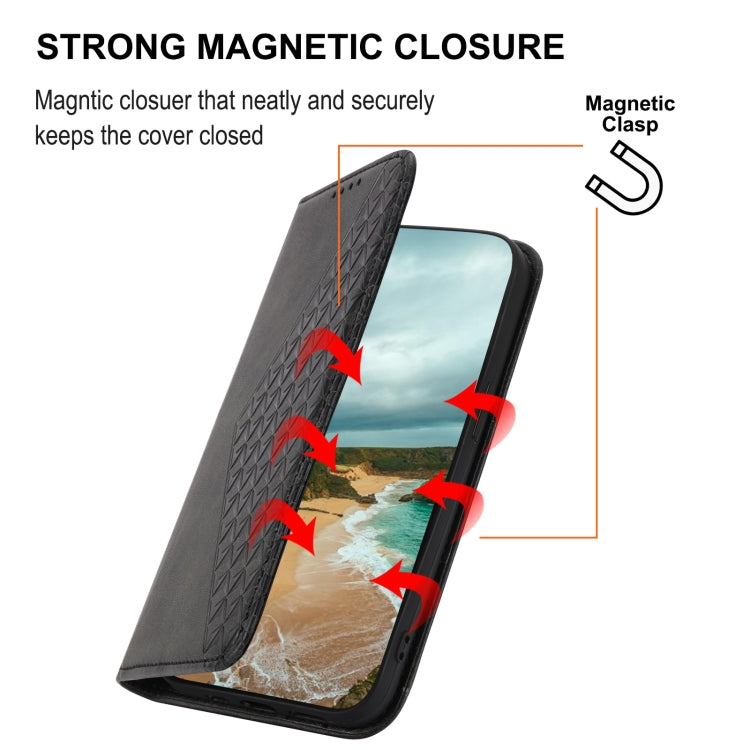 Cubic Grid Calf Texture Magnetic Closure Leather Phone Case, For iPhone 14, For iPhone 14 Plus, For iPhone 14 Pro, For iPhone 14 Pro Max